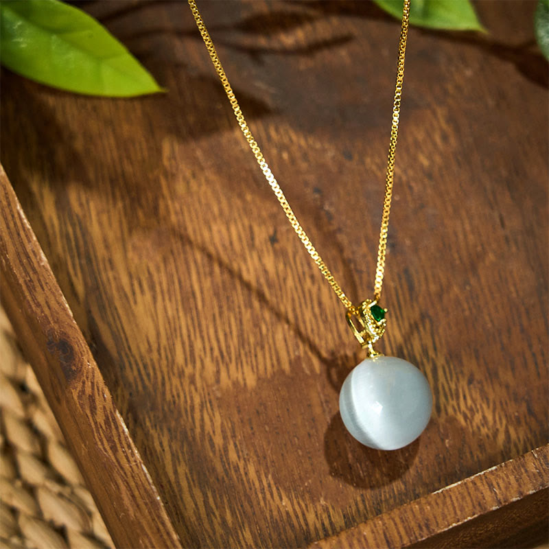 Cat's Eye Round Ball Confidence Necklace Pendant