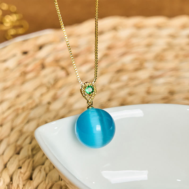 Cat's Eye Round Ball Confidence Necklace Pendant