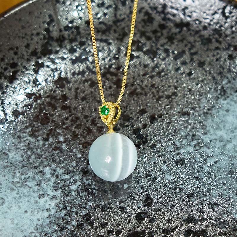 Cat's Eye Round Ball Confidence Necklace Pendant