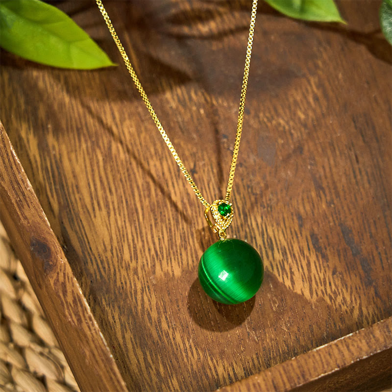 Cat's Eye Round Ball Confidence Necklace Pendant