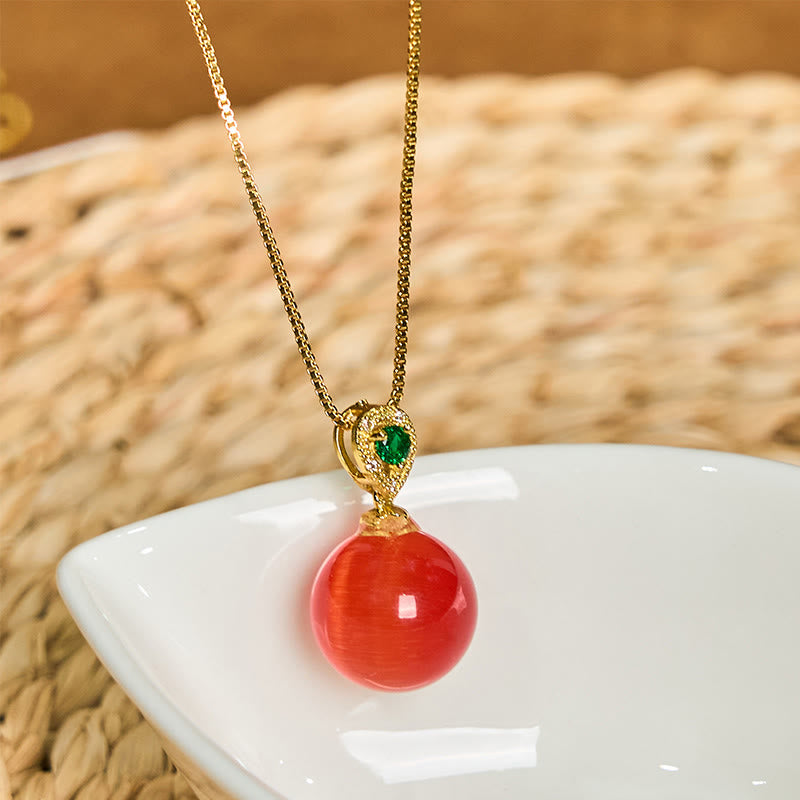 Cat's Eye Round Ball Confidence Necklace Pendant