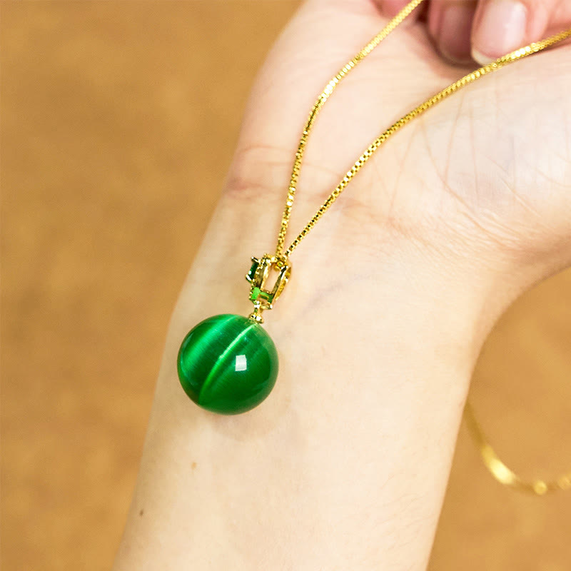 Cat's Eye Round Ball Confidence Necklace Pendant