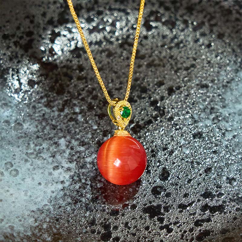 Cat's Eye Round Ball Confidence Necklace Pendant