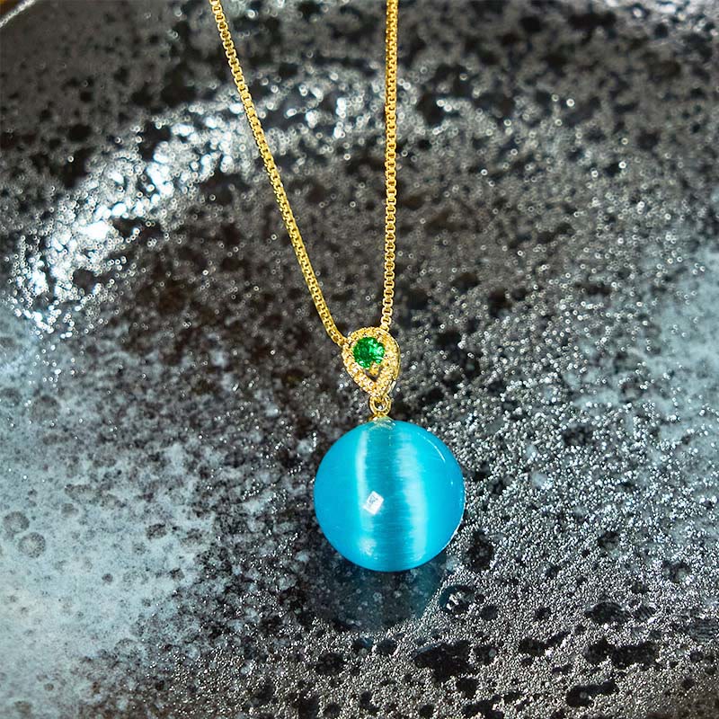 Cat's Eye Round Ball Confidence Necklace Pendant
