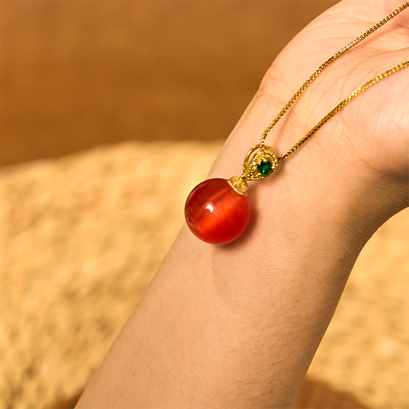 Cat's Eye Round Ball Confidence Necklace Pendant