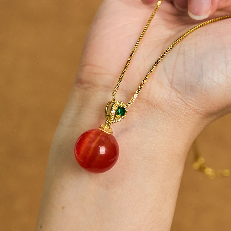 Cat's Eye Round Ball Confidence Necklace Pendant