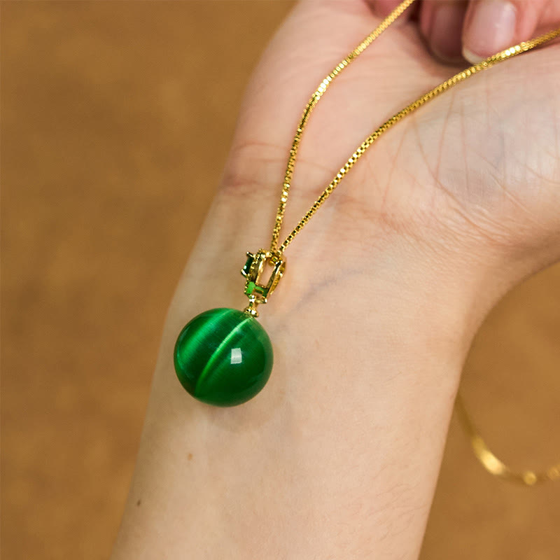 Cat's Eye Round Ball Confidence Necklace Pendant