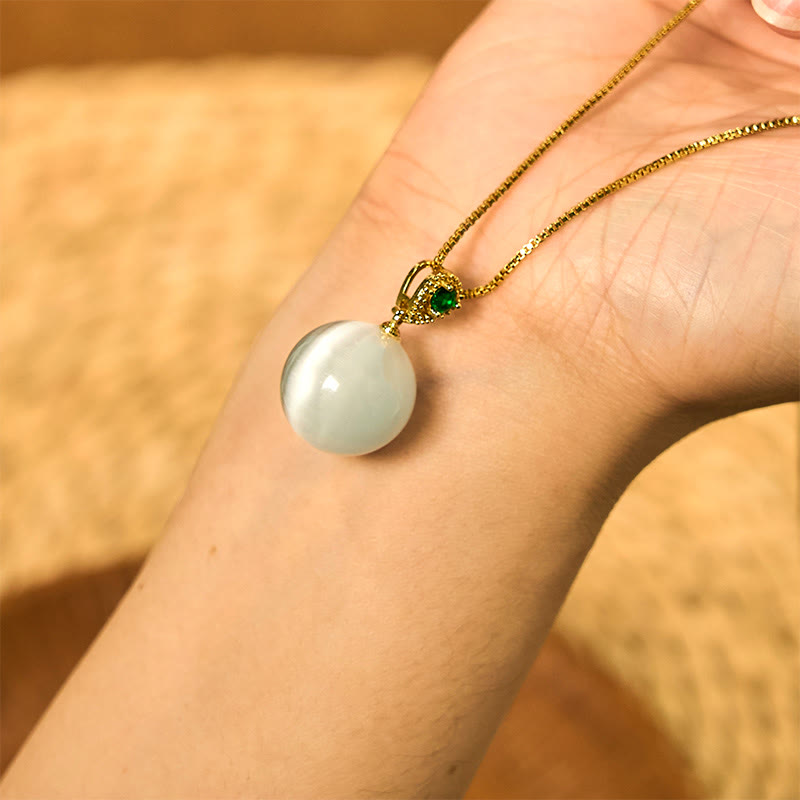 Cat's Eye Round Ball Confidence Necklace Pendant