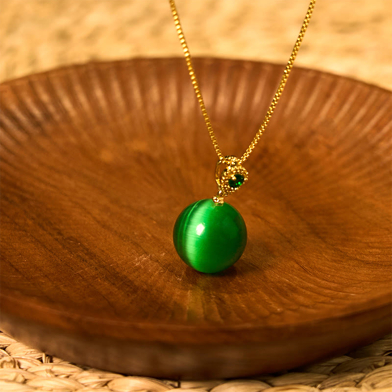 Cat's Eye Round Ball Confidence Necklace Pendant