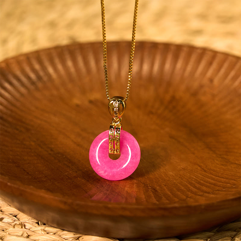 Purple Jade Peace Buckle Happiness Necklace Pendant