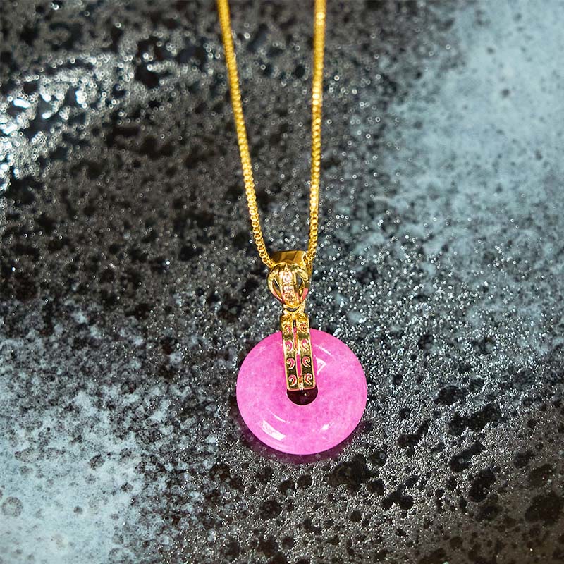 Purple Jade Peace Buckle Happiness Necklace Pendant