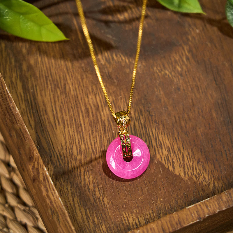 Purple Jade Peace Buckle Happiness Necklace Pendant
