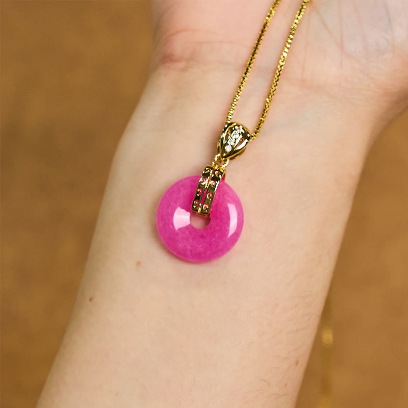 Purple Jade Peace Buckle Happiness Necklace Pendant