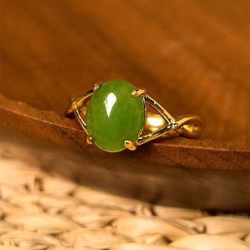 Natural Jade Alloy Adjustable Buckle Abundance Ring