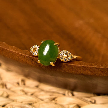 Natural Jade Ping An Kou Adjustable Buckle Ring