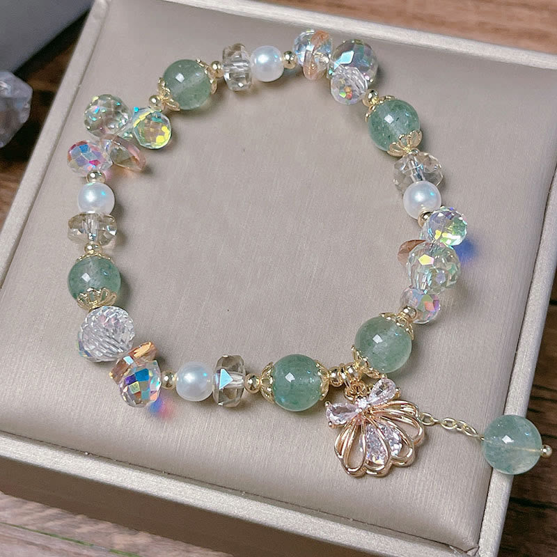 Natural Strawberry Quartz Pearl Shell Positive Bracelet