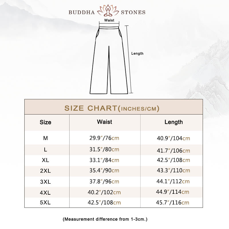Solid Color Cotton Linen Men's Wide Leg Pants With Pockets