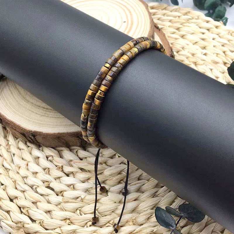 Natural Tiger Eye Spacer Bead Courage Bracelet