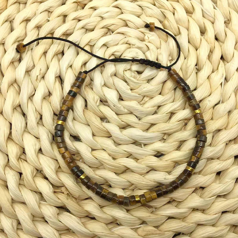 Natural Tiger Eye Spacer Bead Courage Bracelet