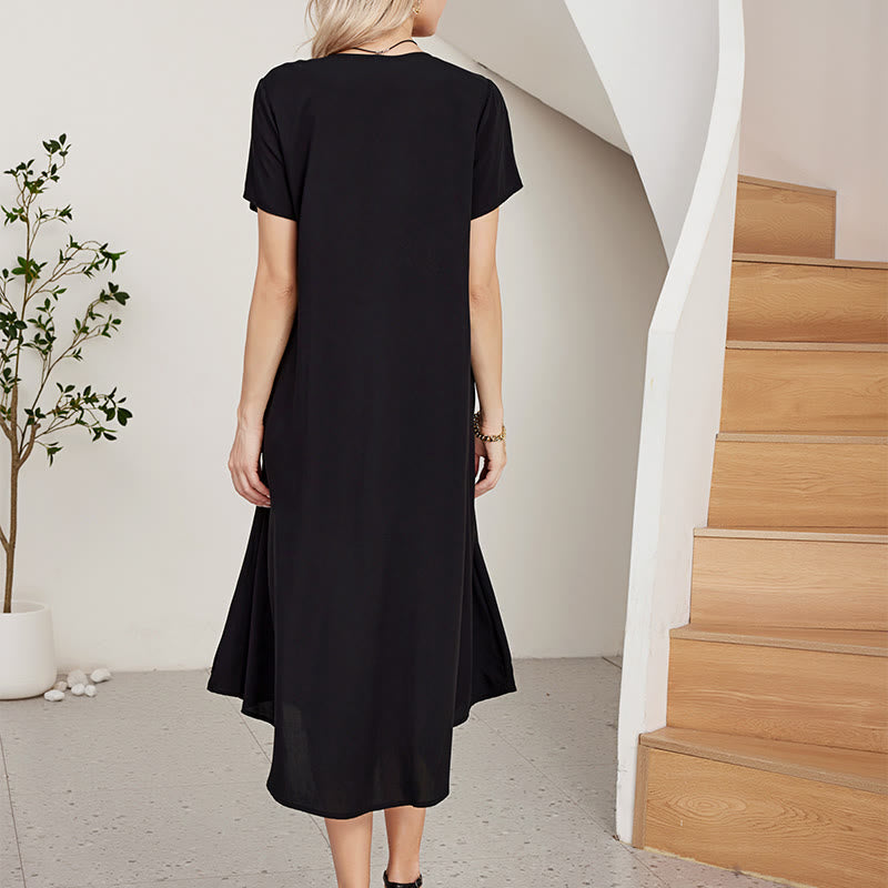 Cotton-Blend Geometric Embroidered Mindful Midi Dress