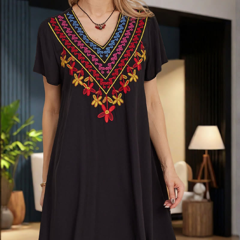 Cotton-Blend Geometric Embroidered Mindful Midi Dress