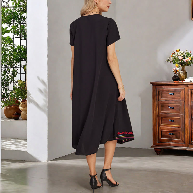 Cotton-Blend Geometric Embroidered Mindful Midi Dress