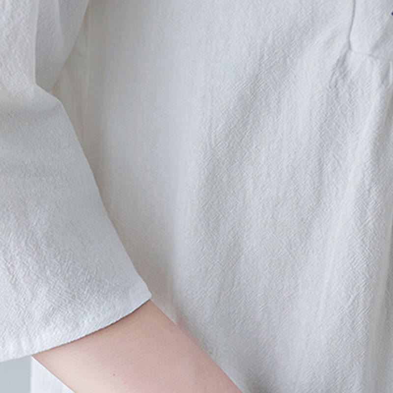 Linen Cotton Embroidered V-Neck Mindful Maxi Dress