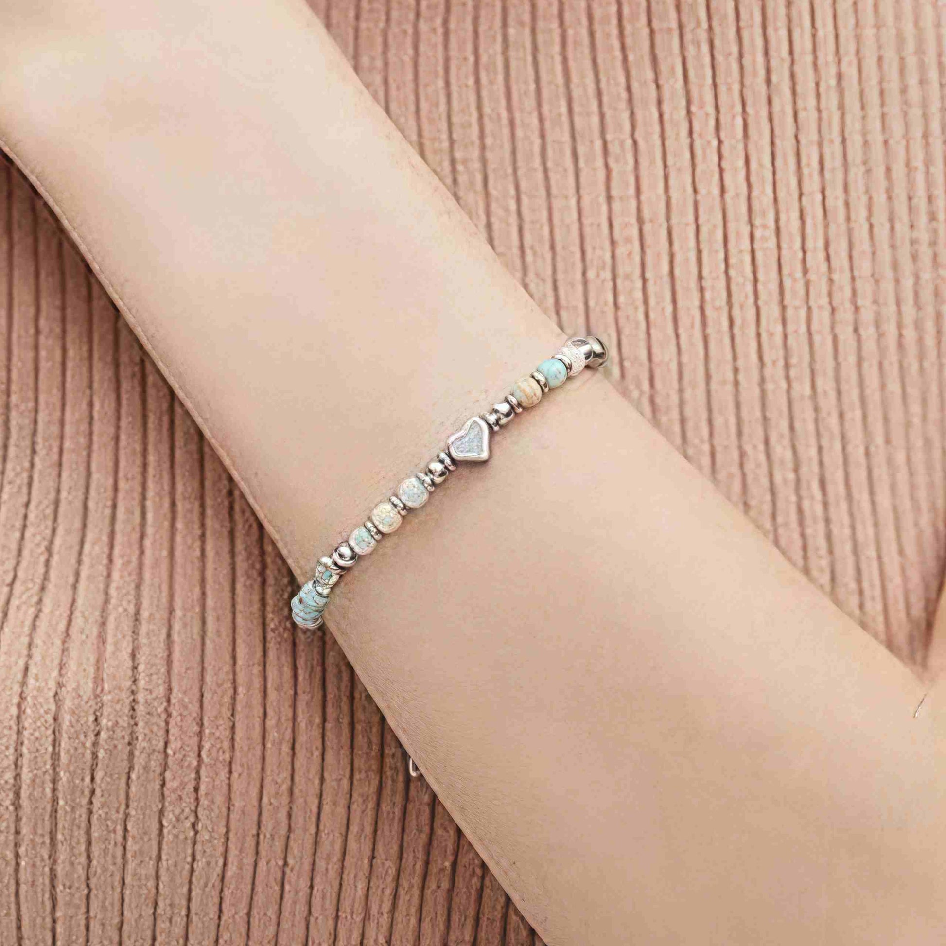 Natural Stone Amazonite Amethyst Lazurite Rose Quartz Heart Positive Balance Bracelet