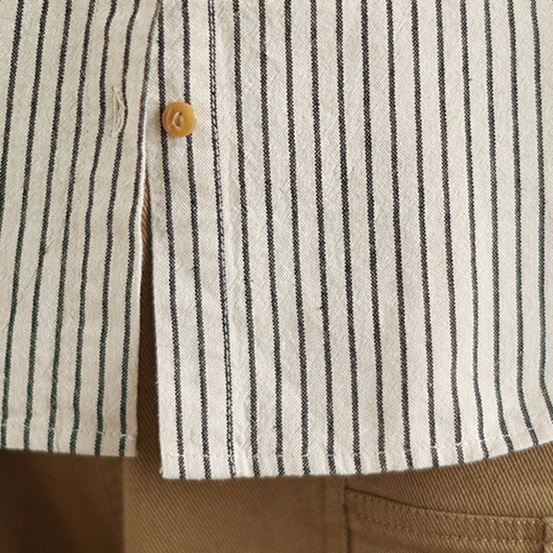Cotton Linen Striped Long Sleeve Mindful Daily Shirt