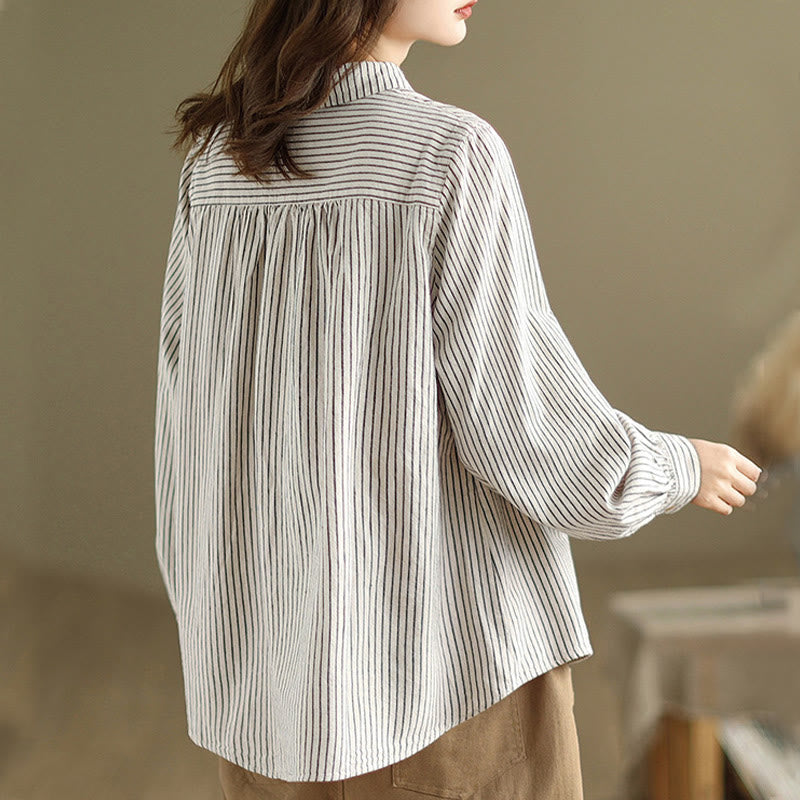 Cotton Linen Striped Long Sleeve Mindful Daily Shirt