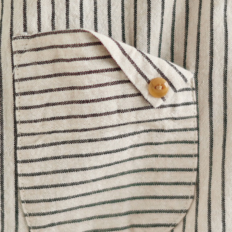 Cotton Linen Striped Long Sleeve Mindful Daily Shirt