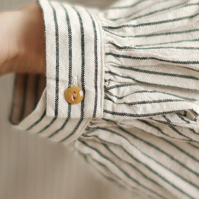 Cotton Linen Striped Long Sleeve Mindful Daily Shirt