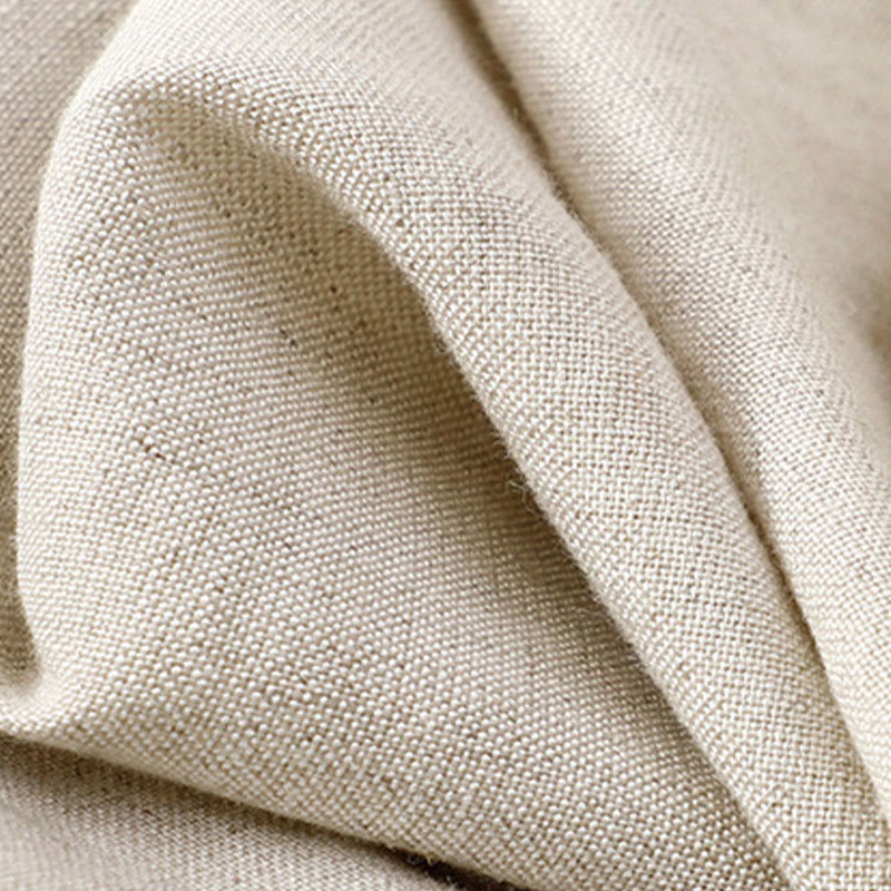 Summer Plain Color 7-8 Length Cotton Linen Women's Wide Leg Pants With Pockets Zipper