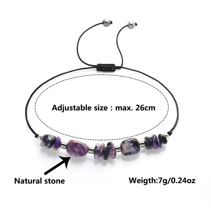 Adjustable Charoite & Hematite Copper Infused Bracelet for Grounding Presence