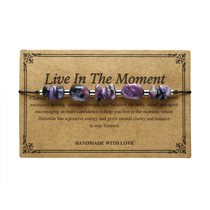 Adjustable Charoite & Hematite Copper Infused Bracelet for Grounding Presence