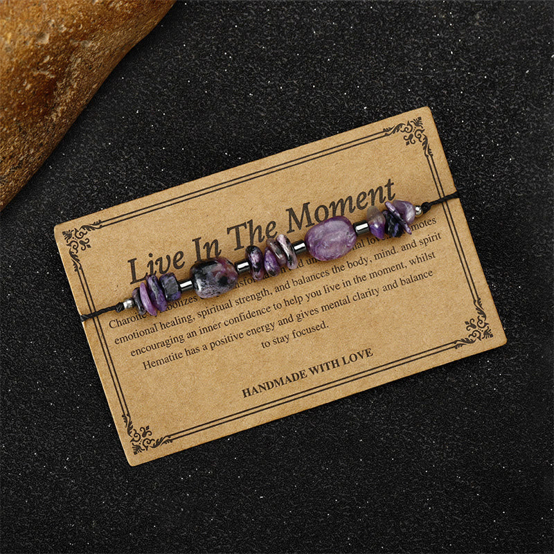 Adjustable Charoite & Hematite Copper Infused Bracelet for Grounding Presence