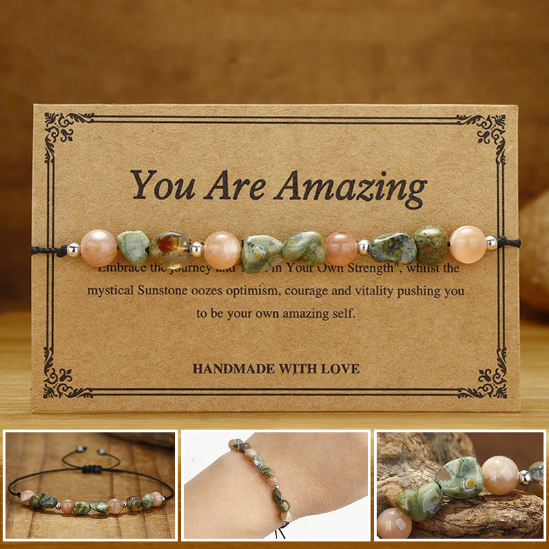 You Are Amazing Rhyolite Sun Stone Positive Bracelet