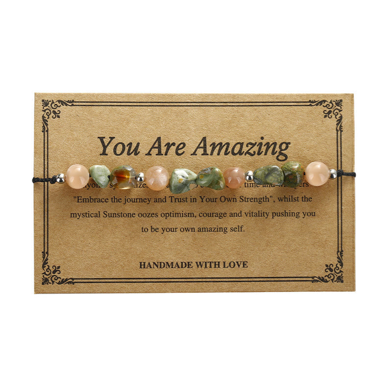 You Are Amazing Rhyolite Sun Stone Positive Bracelet