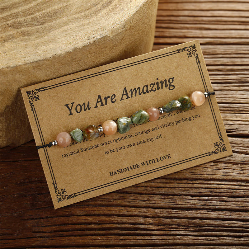 You Are Amazing Rhyolite Sun Stone Positive Bracelet