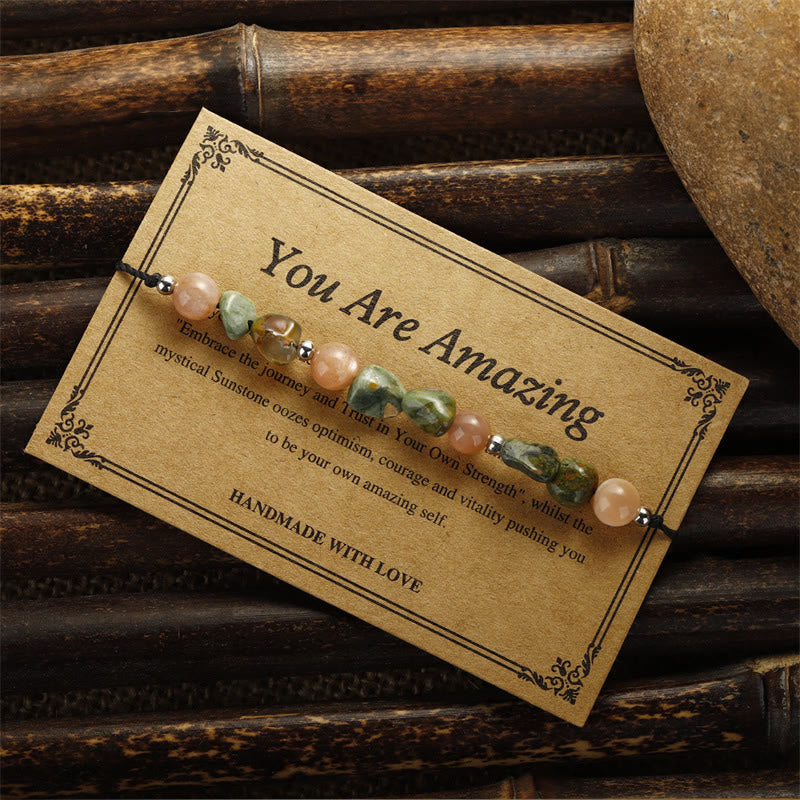 You Are Amazing Rhyolite Sun Stone Positive Bracelet