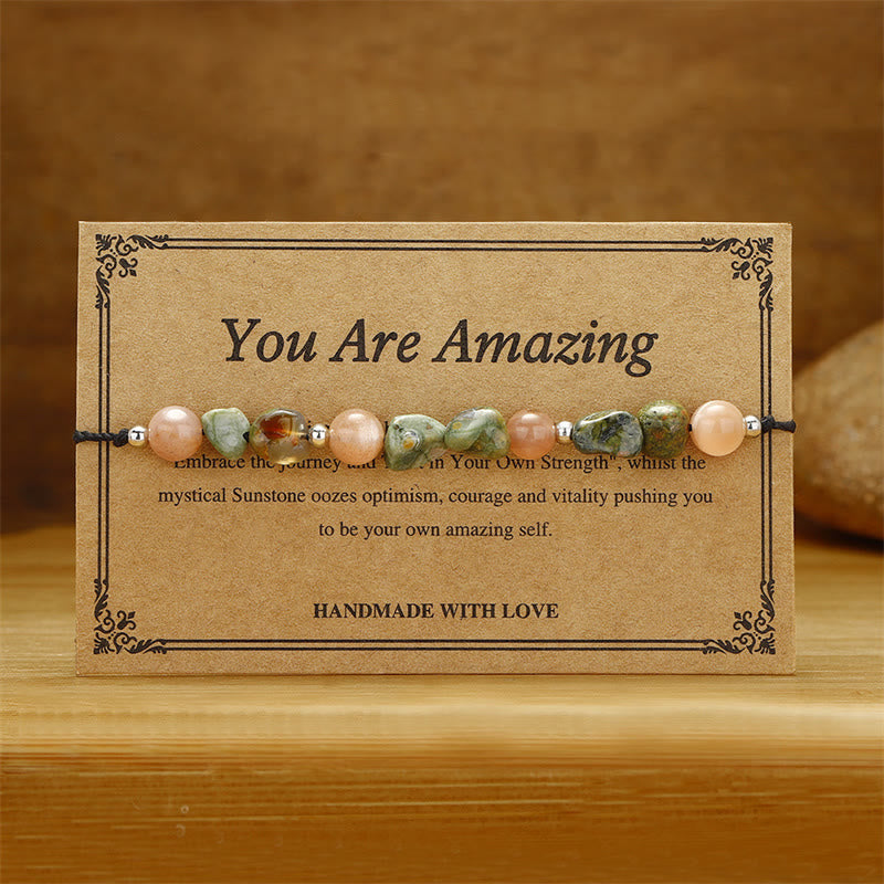 You Are Amazing Rhyolite Sun Stone Positive Bracelet