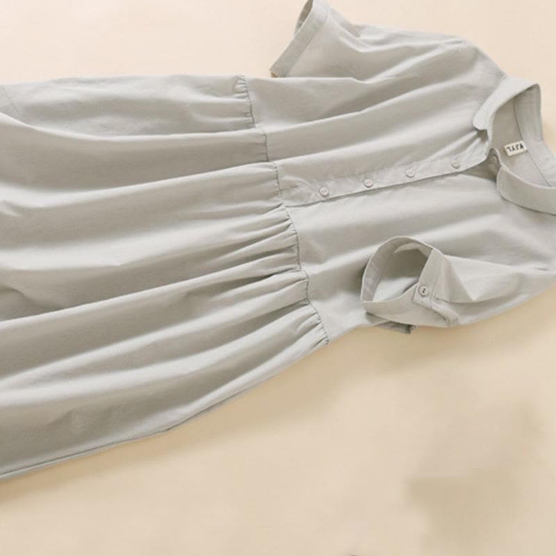 Tactile Cotton Linen Short Sleeve Mindful Midi Dress