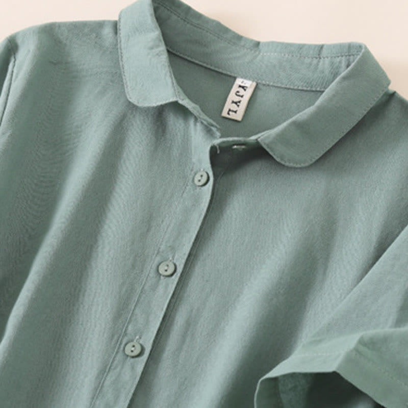 Tactile Cotton Linen Short Sleeve Mindful Midi Dress