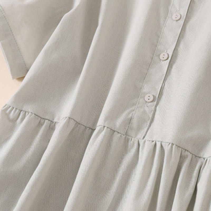 Tactile Cotton Linen Short Sleeve Mindful Midi Dress