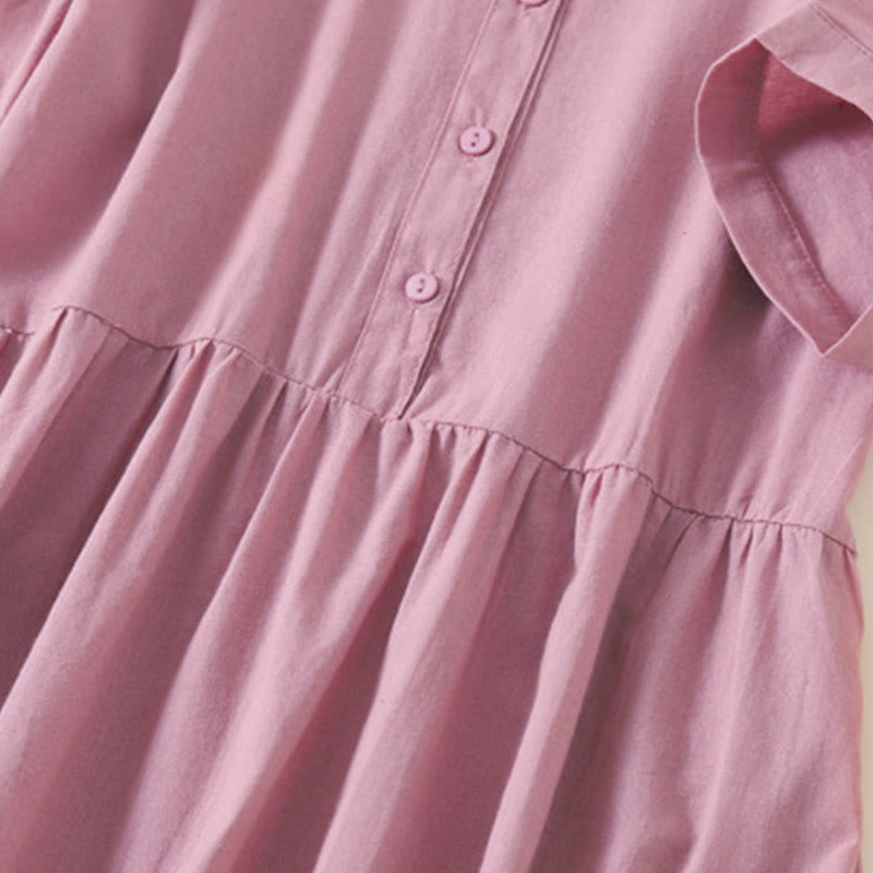 Tactile Cotton Linen Short Sleeve Mindful Midi Dress