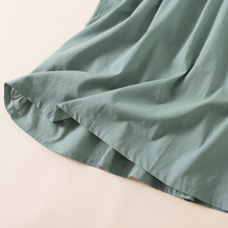 Tactile Cotton Linen Short Sleeve Mindful Midi Dress
