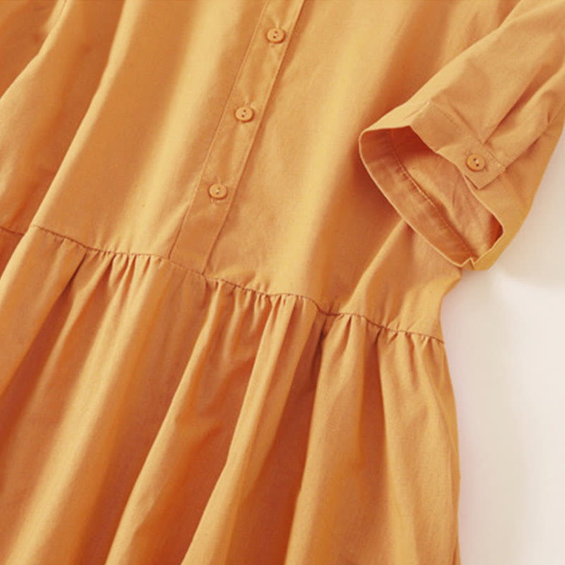 Tactile Cotton Linen Short Sleeve Mindful Midi Dress