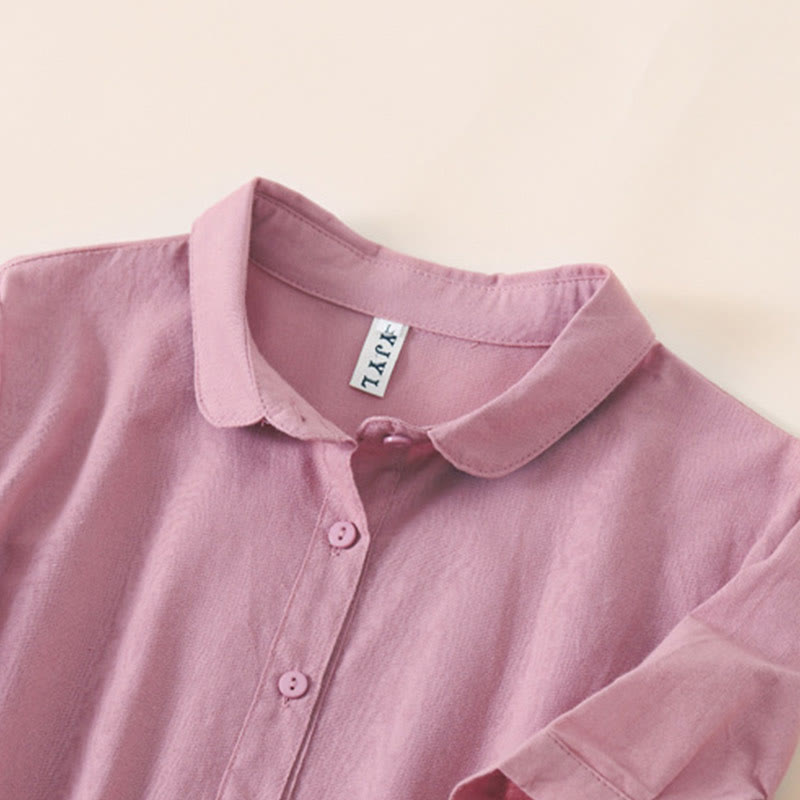 Tactile Cotton Linen Short Sleeve Mindful Midi Dress