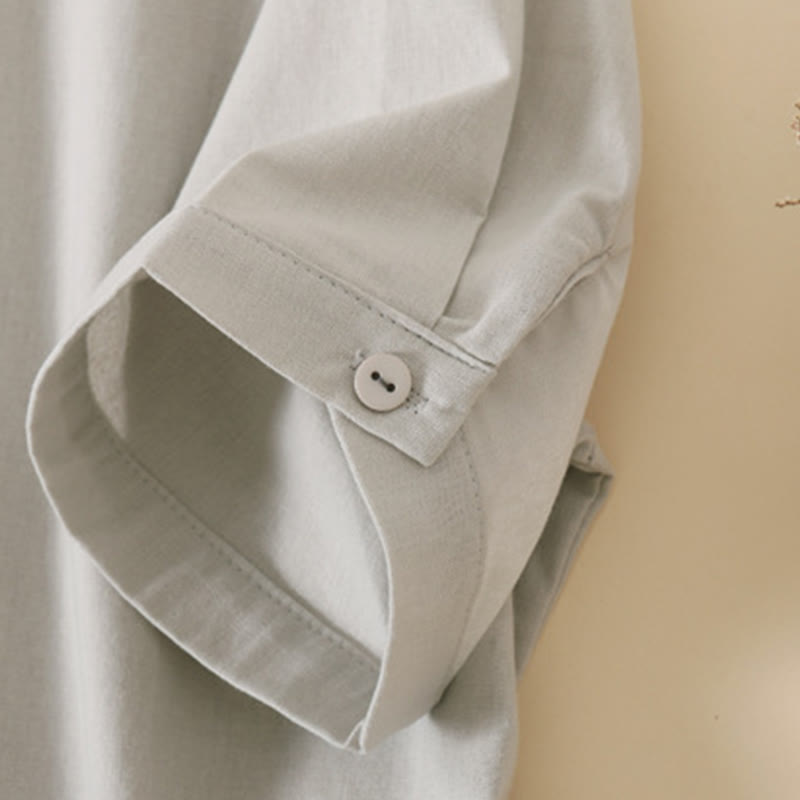Tactile Cotton Linen Short Sleeve Mindful Midi Dress