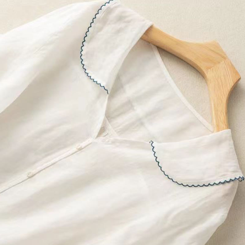 Tactile Cotton Middy Collar Grounding Meditation Women's Shirt